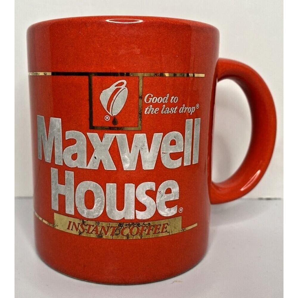 Maxwell House Instant Coffee Cup/Mug 12 oz Vtg Red/Gold 1980s Made in Japan